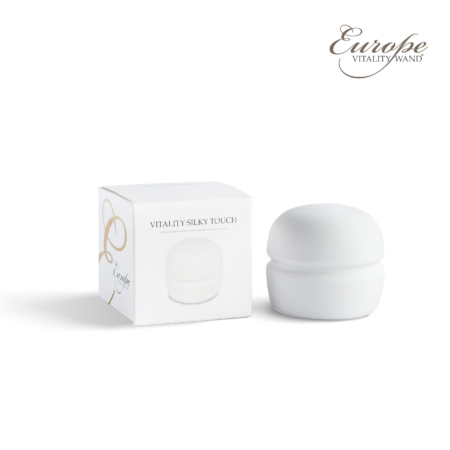 Vitality Silky Touch silicone sleeve shown with official Europe Vitality Wand packaging